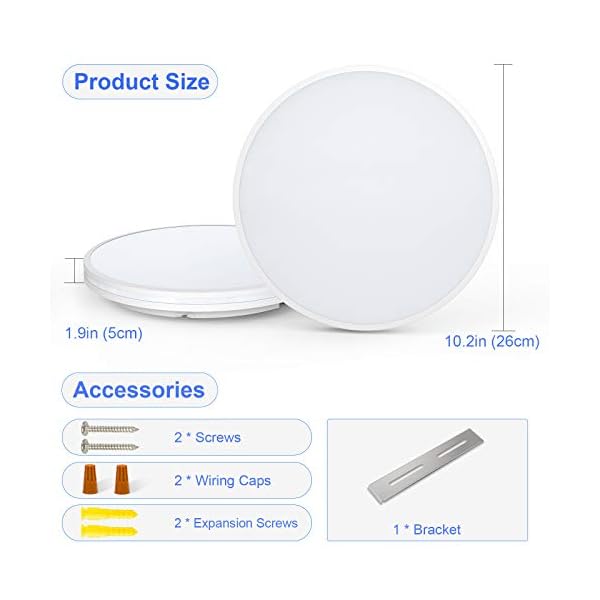 Badezimmer Lampe 20W, Airand Deckenlampe Led Deckenleuchte Rund 4000K Neutralweiß, Flimmerfreie Badleuchte IP44… – Bild 8