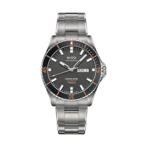 MIDO Ocean Star 200 - Swiss Automatic Watch for Men - 42.5mm Titanium Case - Anthracite Dial - Titanium Bracelet - M0264304406100