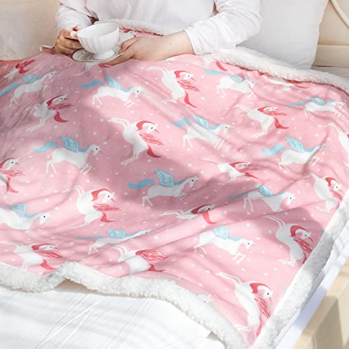 BORITAR Sherpa Throw Blanket Super Soft Warm Ultra Luxurious Fleece Blanket for Baby Children Teens, Young Girls or Adult Minky Blanket with Sherpa Plush Backing (50 x 60 Inch, Lovely Pink Unicorn) - Thumbnail 5