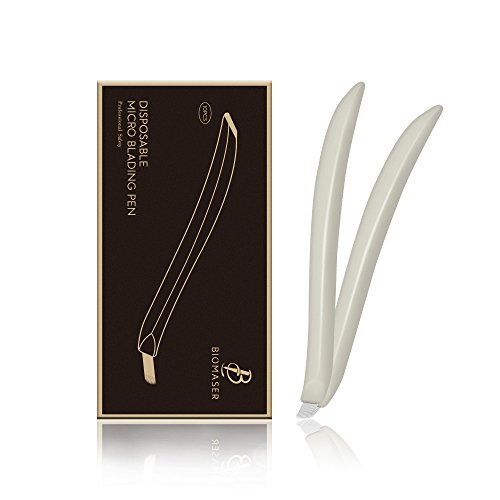 Disposable Microblading Pen - BIOMASER 10 pcs Manual Microblade Pens Tattoo Eyebrow Pen with 12CF Sterile Blade Needles for Professional Permanent Makeup Eyebrow and Lips