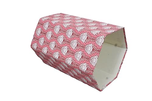 Image of Generic 3.3 Gallon Cotton Hand Block Printed Paper Waste Basket |Small Decorative Trash Can for Housewarming Gifts in Living Room, Bedroom, Bathroom | Eco-Friendly, Plastic-Free (1, PINK LOTS)