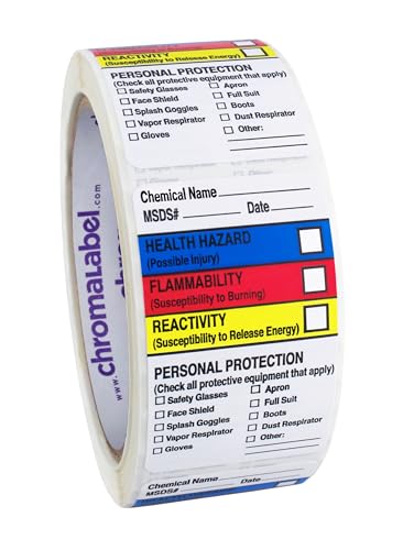 ChromaLabel 1.50 x 2.50 Inch HMIG Write-in Labels, 250 Sticker per Roll