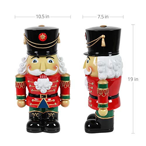Exhart Hand Painted Nutcracker Soldier w/Battery-Powered LED Uniform– Indoor/Outdoor Christmas Nutcracker w/Traditional Ceremonial Soldier Dress- Durable Weather-Resistant Resin, (10.5” x 7.5” x 19”) - Thumbnail 3