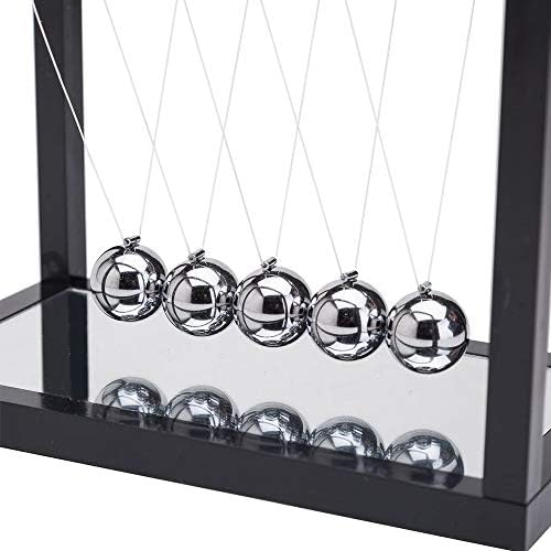 XYY Newtons Cradle Balance Balls, 5 Pendulum Balls, with Mirror Desk Top Decoration Kinetic Motion Toy for Home Office Desk Ornament Gift