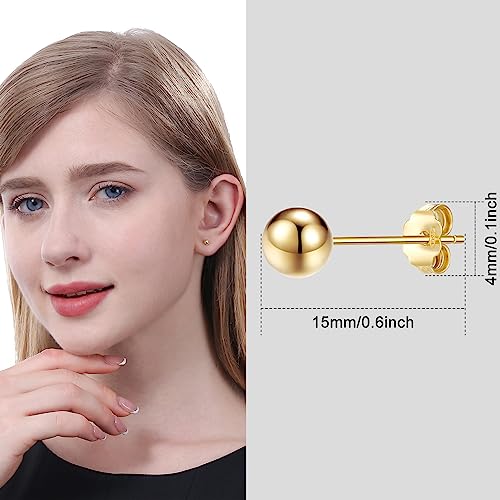 ToHeart 14k Gold Stud earrings Women Hypoallergenic Gold Flat Back Stud Earrings3