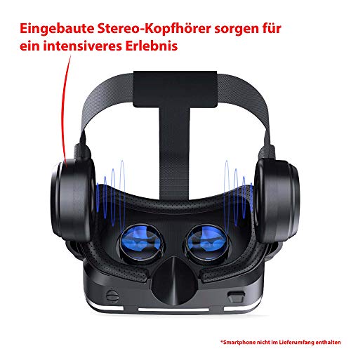 Himoto HSP VR 3D Virtual Reality Brille mit Kopfhörer Headset, Universal kompatibel mit Smartphones Größe 4 bis 6 Zoll, Augmented Reality-Brille mit Kopfhörer - Image 3