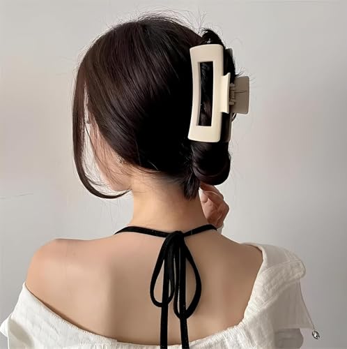 Image of PACTIV 4 Pcs Extra Large Hair Claw Clips for Women (Matte Finish) - Strong Hold Hair Clutcher for Thick & Long Hair -Clutcher Non-Slip Big Jaw Clamp for Juda, Bun & Ponytail Styling (Multicolor)