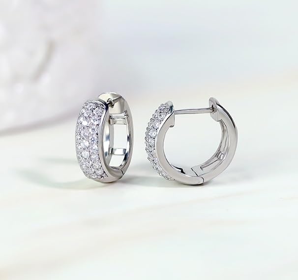 Hoops & Loops 925 Sterling Silver Cubic Zirconia 15mm Huggie Hoop Earrings, Silver Yellow Gold & Rose Gold - Image 3