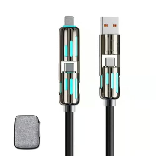 YODAOLI 4-in-1 USB Charging Cable Fast charging MAX 240W (With Box) (Black, 3.3ft/100cm)