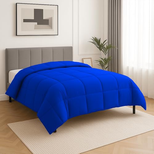 Image of Alaska Size Comforter Set - All Season Down Alternative Bedding Comforter Set - Quilted Duvet Insert with Corner Tabs - Box Stitched Blanket - Breathable, Soft - Royal Blue