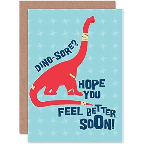 Wee Blue Coo Get Well Soon Dinosaur Card Cover