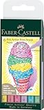 Faber-Castell Art & Graphic Pitt Artist Pen Brush India Ink Pen, Pastel, Wallet of 6, for Art, Craft, Drawing, Sketching, Home, School, University, Colouring