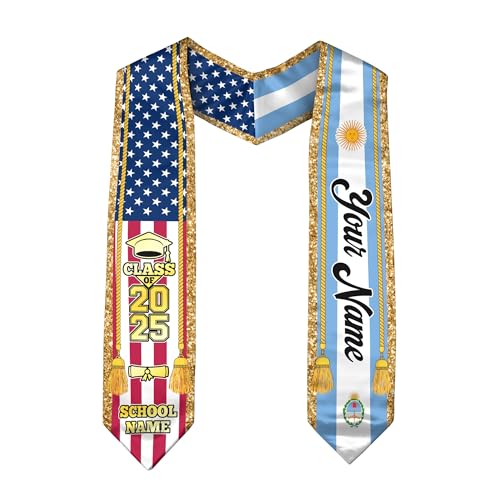 Argentines Graduation Sash, Custom Argentines American Flag Graduation Sash 2025, Argentina Graduation Stole 1