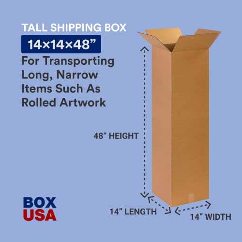 Image of BOX USA 14 x 14 x 48 Corrugated Cardboard Boxes, Tall 14 inchL x 14 inchW x 48 inchH, Pack of 10 | Shipping, Packaging, Moving, Storage Box for Home or Business, Strong Wholesale Bulk Boxes