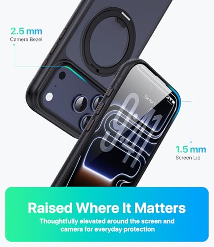 Image of for iPhone 17 Pro Case, Compatible with MagSafe, Slim Shockproof Military-Grade Rugged Protective Case with Stand, Camera Control, Comfort Grip (A-Black, iPhone 17 Pro)