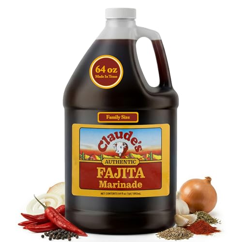 Claude's Authentic Fajita Marinade (Pack of 1, 64oz) - Real Hickory Smoke, Red Chili Fajitas Simmering Sauce for Steak, Chicken, Pork or Shrimp – Gluten-Free- Kosher - Tex-Mexican Meat Marinade. Easy Restaurant Quality Fajitas