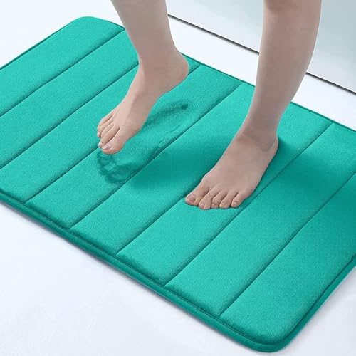 Homaxy Memory Foam Dick Badezimmerteppich, 41 x 61 cm, Pfau Grün – Ansicht 1
