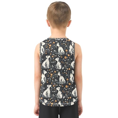 Boys Tank Top Shirts Dog and Flower Lovely Puppy Sleeveless T-Shirts Crew Neck for Kids Clothing Children3