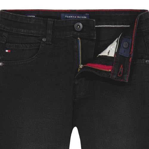 Image of Tommy Hilfiger Boys' 5-Pocket Stretch Slim Straight Leg Denim Jean, Zipper Fly & Button Closure