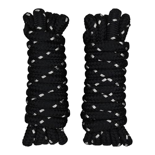Seipel Marine Paquete de 2 - SM 3/8 pulgadas Línea de muelle negra con trazador plateado - 10 pies