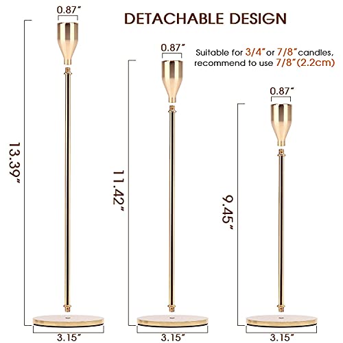 Devi Gold Candlestick Holders 3Pcs, Taper Candle Holders For Candlesticks, Valentines Day Wedding Decorations & Centerpieces For Dining Room Table #TOP5