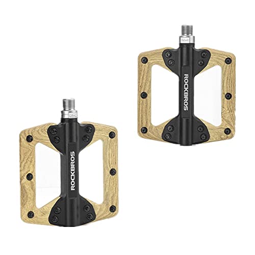TentHome Fahrradpedale Vintage Flatpedale rutschfest Fahrrad Pedale Holz Optik Mountain Trekking Rennrad Bike Pedale