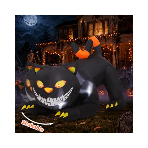 GOOSH 6 FT Inflatable Black Cat with Shakable Head