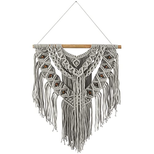 Décoration murale macramé coton gris grand format salon et chambre - 7
