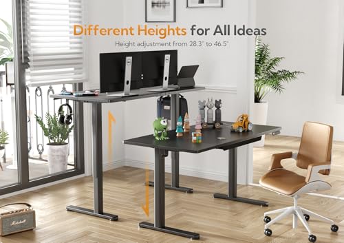 Image of Claiks Electric Standing Desk 55x24 Inch with Drawer Black