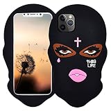 Jowhep Case for iPhone 11 Pro Max Cartoon Cute 3D Fun Trendy Black Women Design Designer Soft Silico