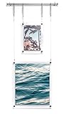 WushXiao hahoness HIGHWIRE Picture Frame Display, Set of Two Hanging/Wall Mounted Photos (4x6, 8x10), Acrylic, Steel & Aluminum