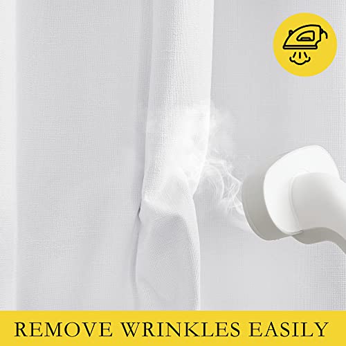 Image of NICETOWN White 100% Blackout Linen Insulated Patio Curtain 95 inch Long