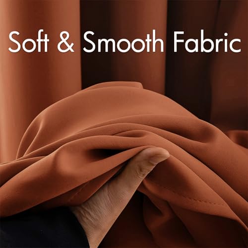 Image of MIULEE Rust Blackout Bedroom Curtains Drapes 96 Inch Long 52 inchx96 inch | Grommet Top, Room Darkening Window Drapes, Privacy Protection, Thermal Insulated, Heat Blocking, Light Blocking