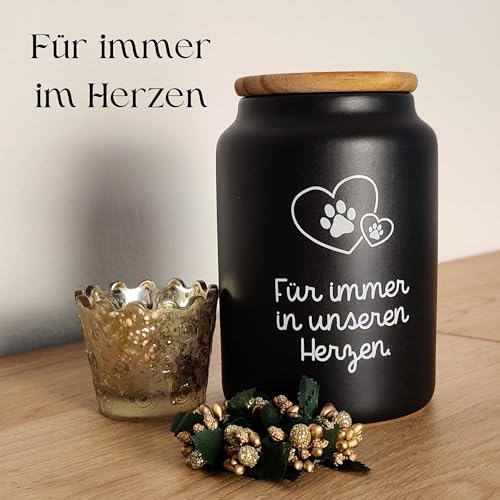 HOUSLY® Urne Hund | 800ml - Für kleine und mittelgroße Hunde | Tierurnen für Hunde | Andenken an verstorbenen Hund | Tierurnen für Katze | Urne Katze (Für Immer in unseren Herzen.)