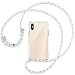 Produktbild mtb more energy® Handykette kompatibel mit Apple iPhone XS Max (6.5'') - weiß+grau gestreift - Smartphone Hülle zum Umhängen - Anti Shock Strong TPU Case