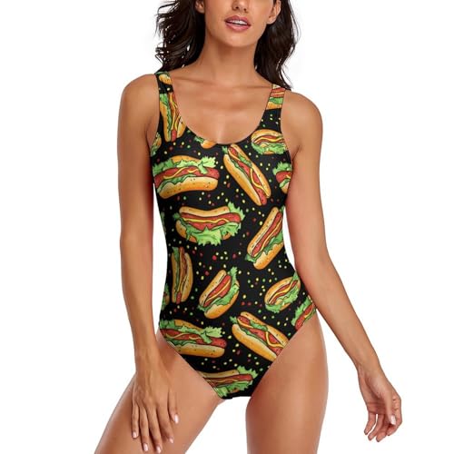 Traje de baño Hot Dog para Mujer, Traje de baño con Espalda Descubierta, Traje de baño de Verano para la Playa.