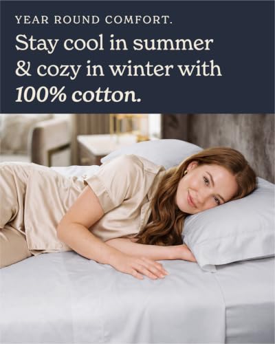 Image of Beckham Hotel Collection 100% Cotton King Sheet Set, 4-Piece, Gray | 500 Thread Count, Silky Soft Weave, Breathable, Anti-Pilling, 16-Inch Pocket, All-Around Elastic, Gets Softer with Every Wash