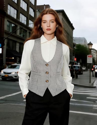 Image of GRACE KARIN Women's Suit Vest Top, Dressy Casual Sleeveless Button Waistcoat, Fromal Steampunk Blazer for Work Office