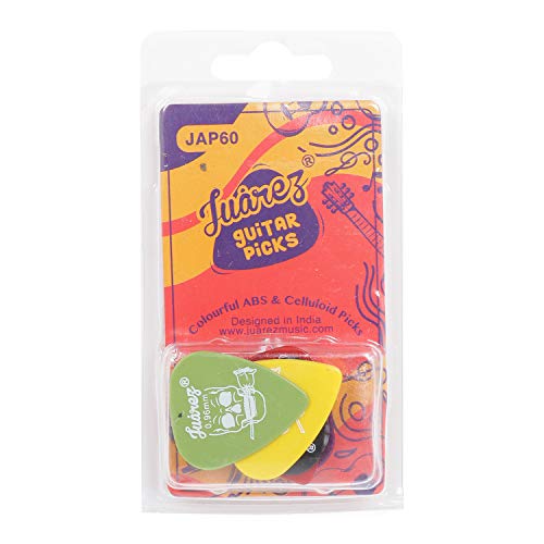 Juarez JAP60 Guitar Plectrums Pick Set (6 Pieces) | Multi-Thickness 0.46mm–1.50mm | Celluloid & ABS Picks | For Acoustic & Electric Guitar | Colours Random