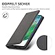 Handyhülle für Samsung Galaxy S21 5G Hülle mit Panzerglas Schutzfolie, Schutzhülle S21 Leder Wallet Kartenfach Standfunktion Stoßfest Klapphülle Hüllen Galaxy S21 6.2 Zoll Case Klappbar (Schwarz)