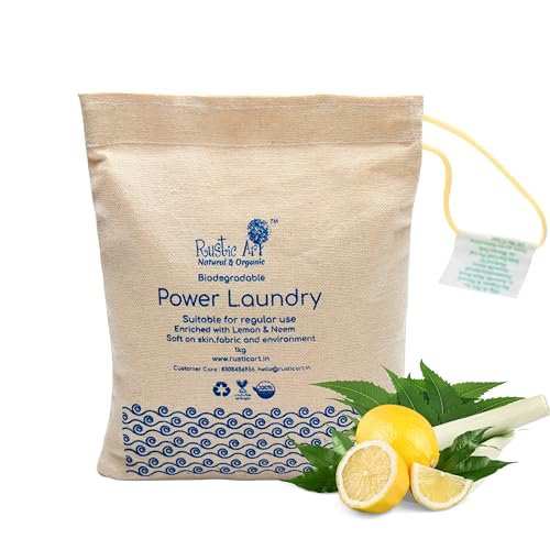 Rustic Art Biodegradable Power Laundry Detergent | Enriched with Neem & Lemon | Sulphate & Phosphate Free | (1 KG)