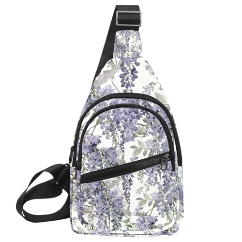 Sac à dos à bandoulière violet glycine - Sac banane réglable sport voyage