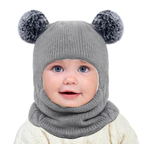 Casenly Conjunto de Bufanda y Gorro de Punto, 3 En 1 Gorros para Niño Niña Bebé Invierno Bufanda 