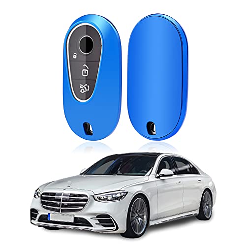 SHAOHAO Funda para Llave para Mercedes-Benz C/S Class W206 W223, Funda Protectora de Silicona TPU para Llave de Coche, Funda Protectora para Mando a Distancia (Azul) Cover