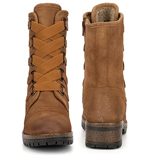 Vintage Foundry Women's Jemina Handmade Fur Lined Quilted Heeled Ankle Boots W D-Ring Adjustable Thick Lace Side Zip Chunky Block Lug Platform Casual Military Western Goth Victorian Engineer Comic Con; Size 9 #TOP2