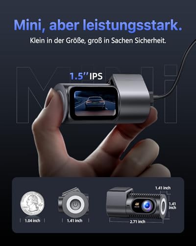 Cievie CIEVIE Dashcam Auto Vorne 4K, 1,5" IPS Display & 5G WiFi & 64GB Karte, 360° Drehbar Mini Dash Cam, Auto Kamera mit WDR Nachtsicht, 24/7 Parküberwachung, G-Sensor, Loop-Aufnahme, 170° Weitwinkel, C200 - Detailansicht 2 | Tages Deals