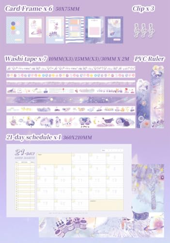 Image of WEMOL Vintage Journal Scrapbook Pack Kit for Art Journaling Bullet, Planners DIY Paper Stickers, Craft Kits Notebook, Collage Album Aesthetic Sticker (Big Purple)