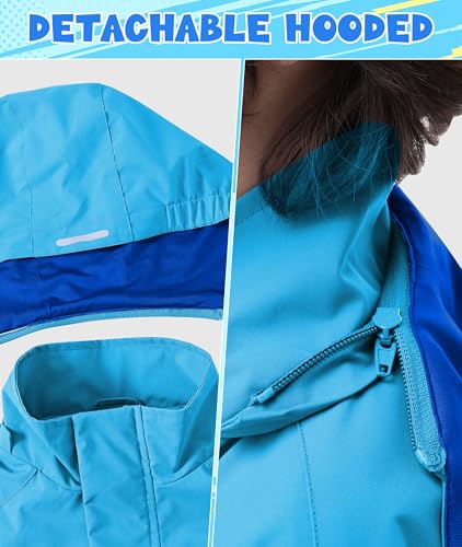Image of Boys Rain Jacket Kids Lightweight Rain Jackets Waterproof Hooded Windbreaker Outdoor Coats for Boys Girls