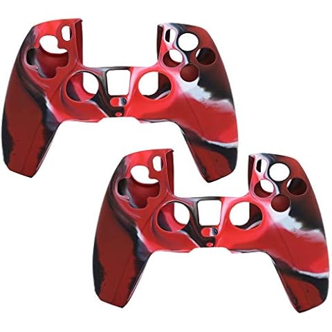 Rosvola Gamepad Protective Cover Select Silicone Convenient To Use Dustproof Game Controller Skin for PS5 Gamepad Gamepad(Camouflage red) Cover