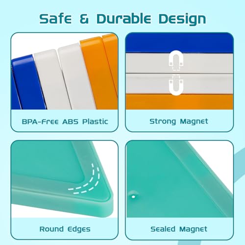 Image of Amazon Brand - Jam & Honey Magnetic Tiles Building Blocks for Kids | 10 Pcs Pro Solid Opaque Set | STEM Learning & Creative Construction Toy | Brain Development & Educational Play | Durable MABS Plastic with Strong Magnets | Ages 3+ Years | Multicolour | Product Dimensions: 17 x 16 x 4 cm